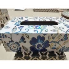 Mesa de Cocina Rectangular Multifuncional de MDF Estampado con Efecto Mármol de ILAHI, Hecha a Mano, con Soporte de Almacenamiento No Plegable - Product Image 1