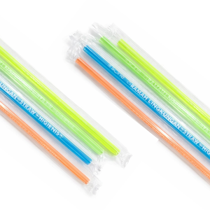 250 pcs Colourful Higienic Individually <b>Plastic</b>-<b>Wrapped</b> PP Polypropylene <b>Plastic</b> Straw 6 mm Diameter 210 mm Length - Product Image 1
