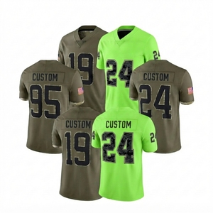 Maillot de football américain personnalisé en gros pour hommes, imprimé par transfert thermique, chemise camouflage vert néon olive, uniforme d'équipe militaire - Product Image 1