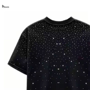 High Quality <b>Rhinestone</b> T Shirt Unisex Cotton Sparkling Crystal Casual Tee Fashion <b>Top</b> OEM Wholesale Supply - Product Image 4