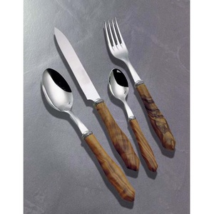 Juego de Cubiertos de acero inoxidable para boda real de alta calidad, mango de diseño áspero plano plateado de calidad Premium, ecológico - Product Image 3