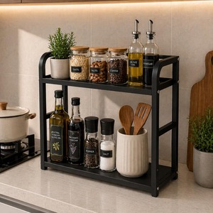 Modern 2 Tier Spice <b>Rack</b> Organizer Suitable For <b>Kitchen</b> Countertop <b>Storage</b> Seasoning Bottles Pantry And Home Organization - Product Image 3