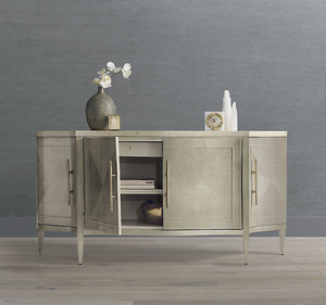 Buffet Fasano en bois d'acajou massif avec portes géométriques – Meuble de rangement de luxe contemporain pour salon et chambre - Product Image 2