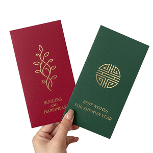 Hongbao ซองจดหมายสีแดงแพ็คเก็ตซองนำโชคปีใหม่จีนโลโก้ที่กำหนดเองปั๊มทอง - Product Image 1