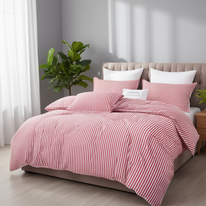 Custom Modern Queen Size Soft 100% Cotton Stripe Comforter with Polyester & Microfiber Filling All-Season Use - Product Image 3