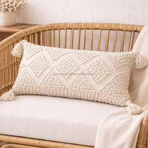 White Heringbone Pattern Boho Piilow cover Living Room Cotton <b>Moroccan</b> Hand Braided White Striped Bohemian Throw Pillow sham - Product Image 5