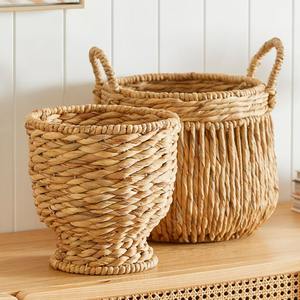 Cesta de almacenamiento rústica de jacinto de agua con asas, cesta de almacenamiento hecha a mano, venta al por mayor, ecológica, hecha en Vietnam - Product Image 6