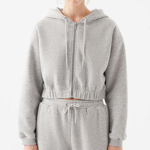 Sudadera con capucha corta casual de color liso para mujer King, anti-bolitas, de invierno, con bolsillos bordados, manga larga, forro polar tejido, 240g - Product Image 5