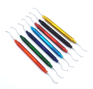 Juego de 7 Piezas de Curetas Dentales Multicolores Gracey, Instrumentos Dentales Manuales de Clase I, Aprobados por CE e ISO, de Acero Inoxidable - Product Image 1