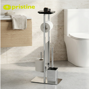 Moderno Portarrollos de Papel Higiénico de Acero Independiente con Desatascador y Estante para Baño - Product Image 5