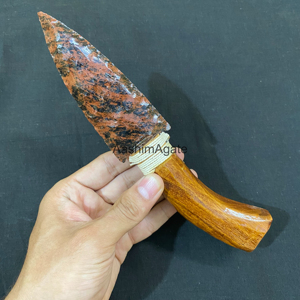 ดาบตกแต่งหินออบซิเดียนมะฮอกกานีพร้อมด้ามไม้ธรรมชาติ |   ของสะสมคริสตัลทำมือ - Product Image 1
