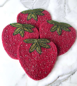 Juego de Posavasos Personalizables con Cuentas de Vidrio Ecológicas y Bordado de Frutas, Hechos a Mano, Contemporáneos, los Más Vendidos - Product Image 1