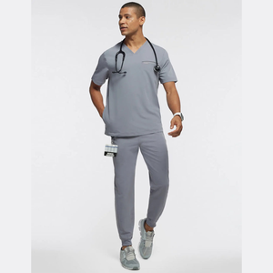 Hot Selling Quick Drying Nurse Stretch Scrubs <b>Sets</b> for Men Summer Short Sleeves Tops Pants Hospital Nursing Uniforms <b>Doctors</b> - Product Image 4