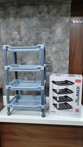 Anax 4 Tier Plastic Stunner Storage <b>Rack</b> with Wheels Multifunctional Organizer Modern Floor Type for Kitchen - Product Image 4