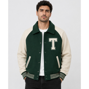 Veste universitaire tendance personnalisée avec des patchs audacieux et un design en cuir et laine de qualité supérieure, parfaite pour un style streetwear élégant, unisexe. - Product Image 3