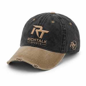 Gorra de Béisbol Bordada con Letras, Lavada, Negra y Marrón, Unisex, Casual, Ajustable, de Algodón - Product Image 1