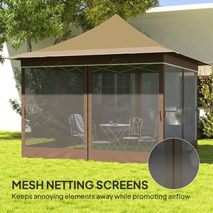 "12FT X 12FT Beige Pop up <b>Canopy</b> <b>Tent</b> with Mesh Netting & Carry Bag for Garden & Patio" - Product Image 5