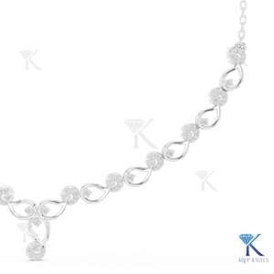 Collar llamativo de oro macizo de 14K/18K con diamantes cultivados en laboratorio, diseño de círculo pavé y gota abierta, joyería para mujer para aniversario o boda - Product Image 3