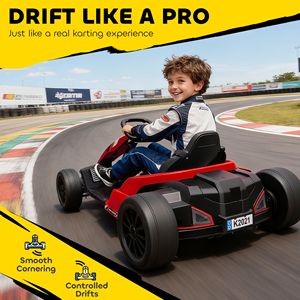 Go Kart Elettrico 24V per Adolescenti, Doppio Motore da 150W, Sedile Regolabile, Alta Velocità 18 km/h, Avvio Lento, Imbracatura a 5 Punti per Esterni - Product Image 6