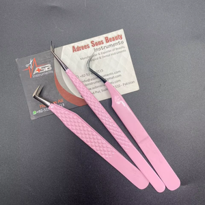 Pinzas para Pestañas Color Rosa Bebé y Negro, Pinzas de Acero Inoxidable para Aislamiento de Pestañas, Pinzas Personalizadas de 90 Grados para Extensión de Pestañas - Product Image 2
