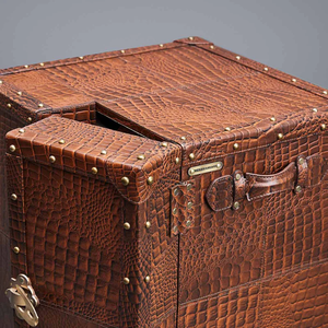 Estante para Vino de Cuero de Alta Calidad, Color Marrón, con Ruedas, Mueble de Almacenamiento para Bar en Casa u Hotel, Personalizable, Bajo Costo - Product Image 3