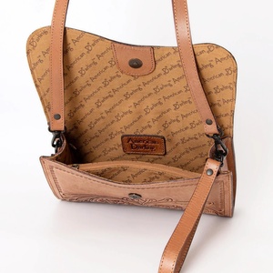 กระเป๋าสะพายคาดลำตัวของเด็กผู้หญิงหนังวัวทำมือพู่เครื่องมือการออกแบบโซลิแทร์วินเทจสไตล์ตะวันตก - Product Image 5