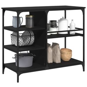 Carrito de Cocina de Madera Sintética Negra de 39.4"x17.7"x35.2" para Islas y Carritos de Cocina - Product Image 5