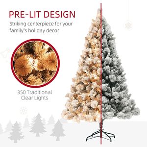 Albero di Natale Artificiale Pre-Illuminato con Luci Trasparenti, Effetto Neve, Base in Metallo, Albero Pieghevole con Luci Natalizie - Product Image 5