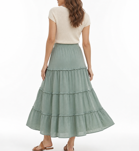Fabricant de vêtements vietnamien OEM ODM, jupes longues tissées pour femmes, vêtements pour femmes, vêtements sur mesure, vente en gros de vêtements - Product Image 2