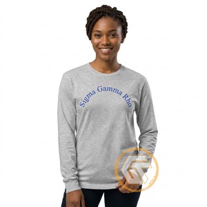 GREEK TREASURES Sigma Gamma Rho Sudadera de algodón y felpa de 500 g para mujer, cuello redondo, manga larga, bordado, informal, otoño - Product Image 4