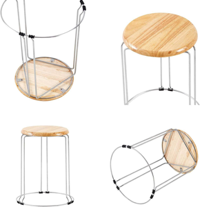 <b>Vintage</b> Style Wooden <b>Stool</b> with Metal Frame Durable Seating Furniture for Kitchen Counter Cafe and Home Decor - Product Image 6