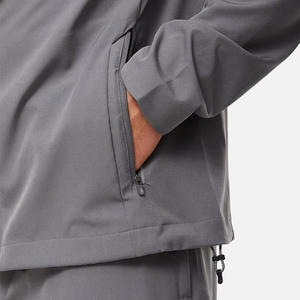 Chaqueta Deportiva con Capucha para Hombre, Gris Sólido, Poliéster Transpirable, Tejido de Punto, Ropa de Otoño - Product Image 2
