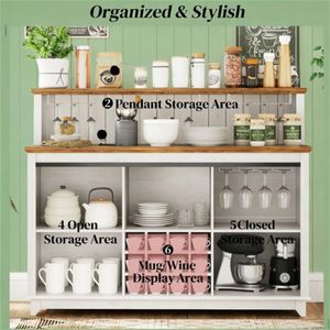 Mobili bar bianchi per caffè e vino: pratici scaffali per l'organizzazione - Product Image 2