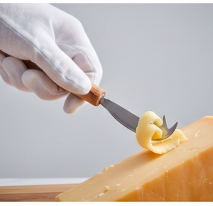 Couteau à fromage en acier inoxydable avec manche en bois, lame courbée, outil de cuisine portatif et pour usage domestique - Product Image 4