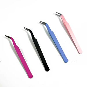 Juego de Pinzas para Pestañas de Acero Inoxidable de Alta Calidad y Precisión, Punta Suave, Color Negro, Rosa, Azul, Morado, Herramientas de Maquillaje Coloridas - Product Image 1