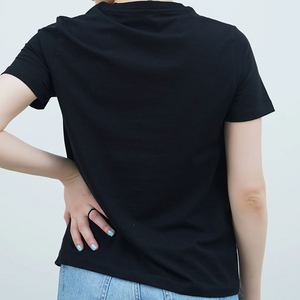 T-shirts courts personnalisés respirants à col rond pour femmes – Vente chaude – T-shirts courts unis à manches courtes pour tenue décontractée - Product Image 2
