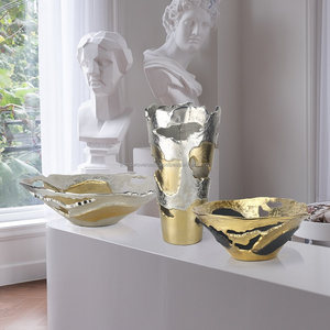 Florero de hierro decorativo para el hogar, florero dorado martillado, decoración de Metal personalizada, jarrones europeos de cristal, forma personalizada - Product Image 3