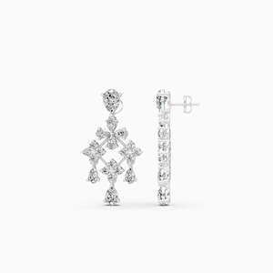 Pendientes de Araña con Diamantes Chapados en Oro Rosa, Diseño Floral, Corte Pera, Joyería de Lujo para Bodas - Product Image 2