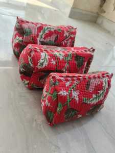 Juego de 3 Bolsas de Aseo de Algodón Puro de Primera Calidad, Organizador de Cosméticos Acolchado, Bolsa de Maquillaje de Viaje Resistente al Agua para Mujer - Product Image 2