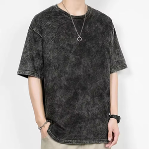 เสื้อยืดโอเวอร์ไซส์ผ้าฝ้ายฟอกสีพื้น แบรนด์ PUFFIN SPORTS OEM สำหรับผู้ชาย แขนสั้น คอกลม ดีไซน์เรียบง่าย สไตล์ลำลอง - Product Image 1