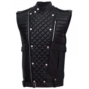 Durable reasonable price low MOQ Men's Motorcycle Club's Leather <b>Vest</b> breathable latest version Men's Motorcycle Leather <b>Vest</b> - Product Image 3
