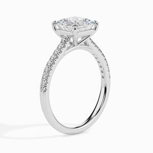 Bague en argent/plaqué or avec moissanite taille princesse et pierres pavées sur les côtés pour femme, bijou étincelant pour fiançailles, mariage, anniversaire - Product Image 3