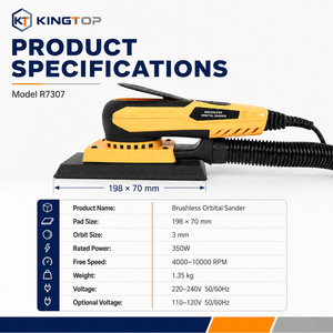 3x8 70x198mm Electric 220V Random Orbital Sander 350W Variable <b>Speed</b> for Woodworking - Product Image 6