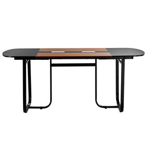 Mesa de Reuniones Ovalada Moderna de 6 Pies con Patas de Metal, Capacidad para 6-8 Personas, Fácil de Ensamblar, Color Negro Marrón, Escritorio para Seminarios para Sala de Conferencias - Product Image 1