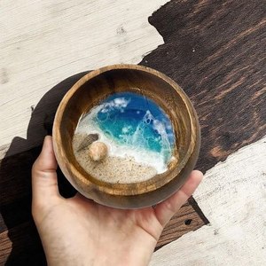 Epoxy resin art bowl handmade <b>decorative</b> fruit bowl modern glossy finish <b>kitchen</b> decor centerpiece gift <b>item</b> - Product Image 2