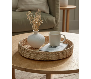 Impresionante Bandeja Redonda de Ratán Blanco para Decoración de Sala de Estar, Adorno Decorativo de Alta Calidad, Producto Más Vendido al Por Mayor - Product Image 1