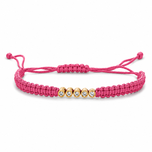Bracelet en macramé noir en or 14 carats plaqué rhodium, diamants CVD cultivés en laboratoire classiques F VVS VS, design à cinq pierres, cordon tressé réglable - Product Image 3