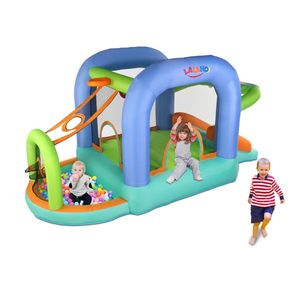 Castello Gonfiabile in Tessuto Oxford 840D Serie 420D Arancione Blu Verde, Grande Attrezzatura per Divertimento all'Aperto, Piscina di Palline, Trampolino - Product Image 2