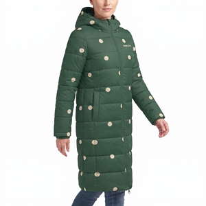 <b>Women's</b> Long Dot Print <b>Belted</b> Puffer <b>Coat</b> Hooded Quilted Winter Jacket Sublimation Warm Padded Outdoor Style Outerwear New Daily - Product Image 4