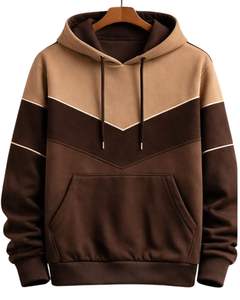 Sweat à capuche pour homme en coton molletonné, color block marron et kaki, style décontracté streetwear, fabricant sur mesure, fournisseur en gros de vêtements - Product Image 1